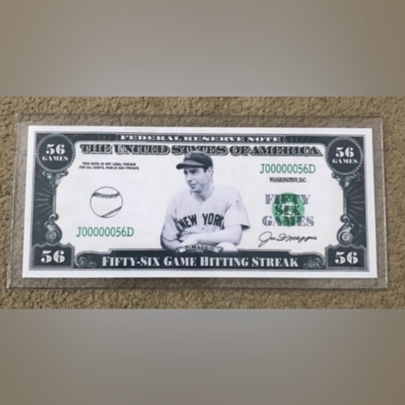 NEW!💯 LEGENDARY JOE DIMAGGIO VINTAGE MLB⚾NOVELTY NOTE w/NEW! PROTECTIVE PLASTIC - Picture 7 of 7